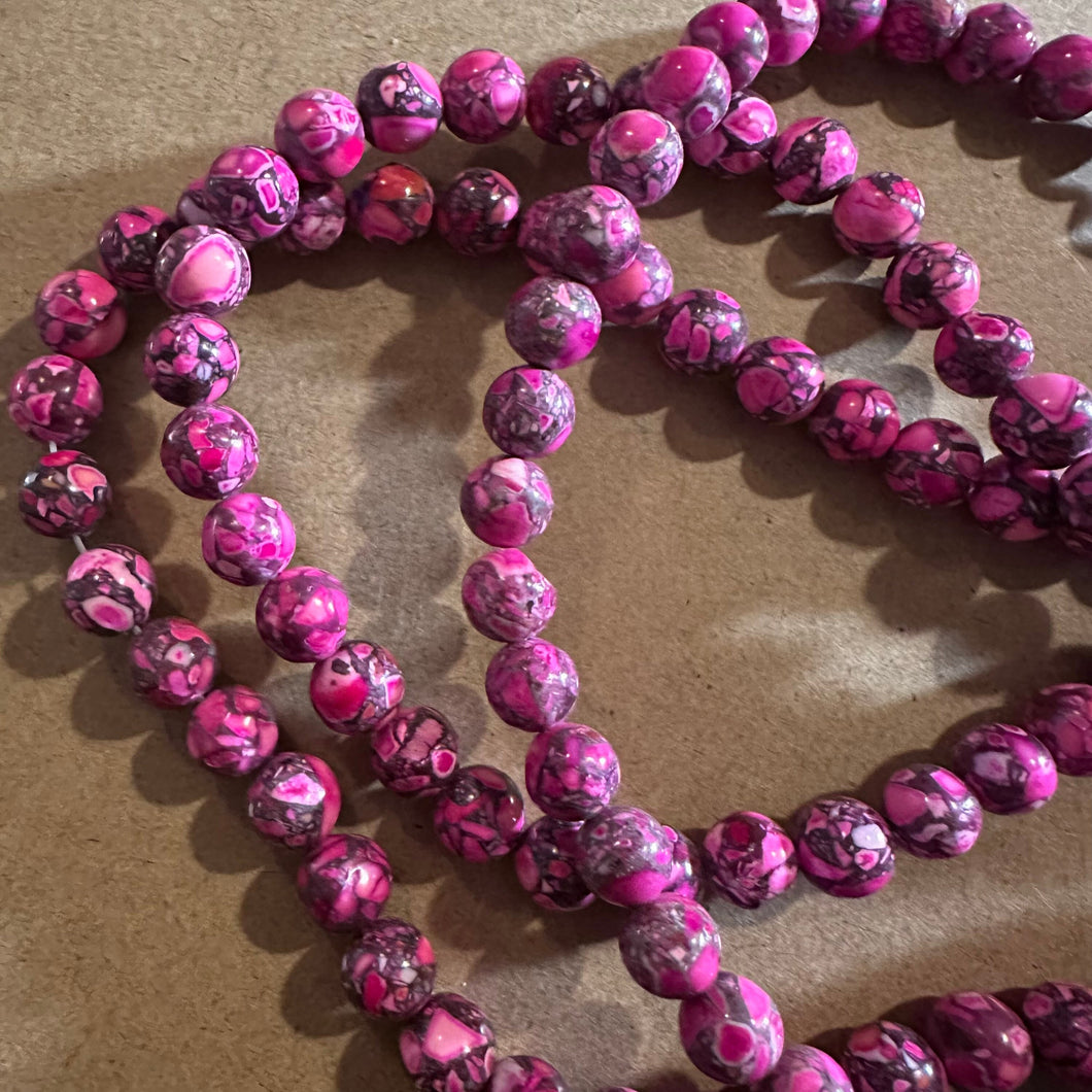 Pink and black beads 8mm