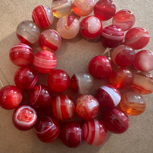 Pink agate beads 12mm.