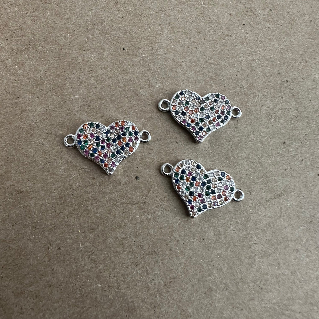 3 silver heart charms