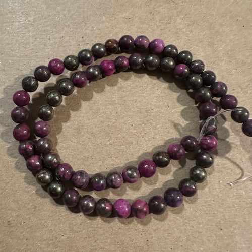 Purple pyrite beads 6mm
