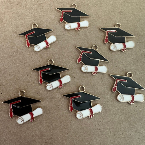 8 graduation hat charms