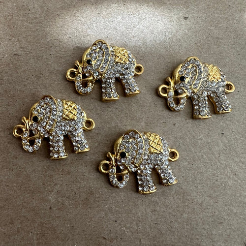 4 gold elephant charms