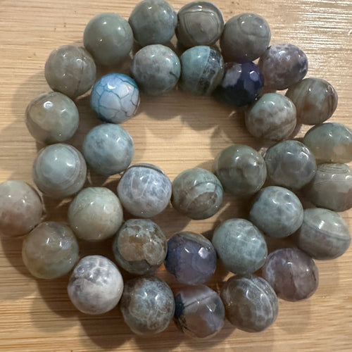 Blue and tan 12mm beads