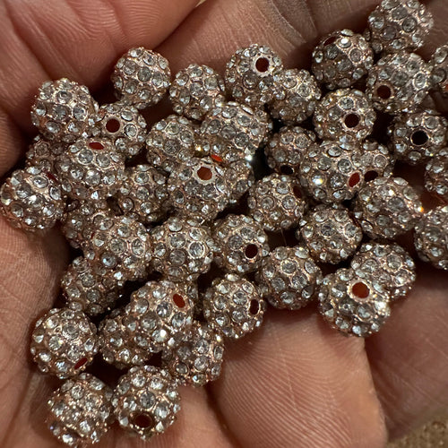 5 rose gold beads 8mm