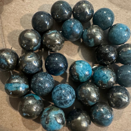 Blue pyrite beads 12mm