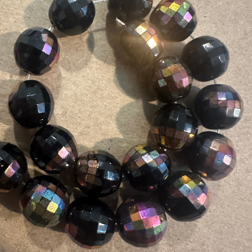 Black beads 12mm half strand