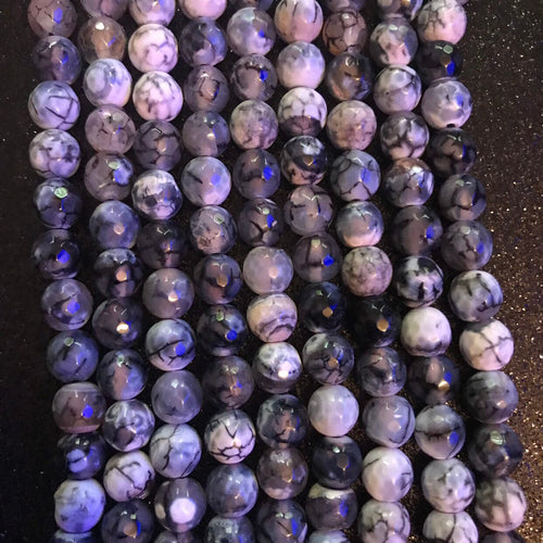 Gray and white agate beads 8mm