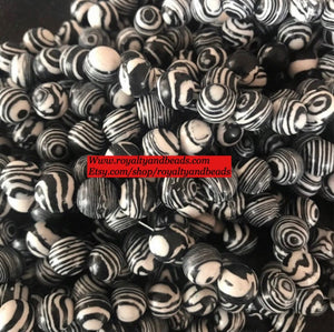 Black and white swirl beads.