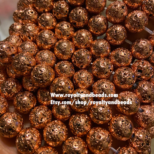 Rose gold rocks beads 10mm.