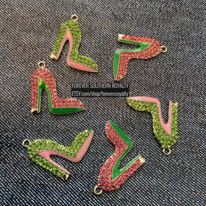 Pink or green heel shoe charms