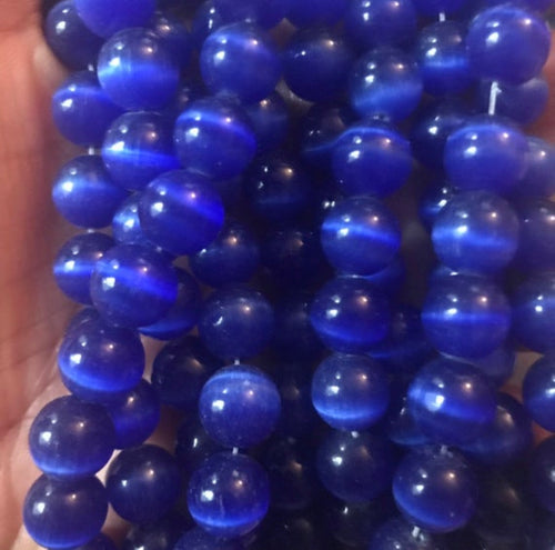 Blue cats eye beads 10mm.