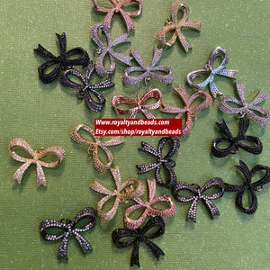 Pave bow charms