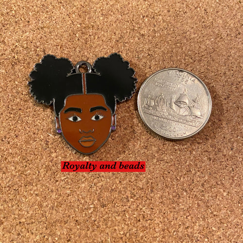 Afro puff Black girl charm