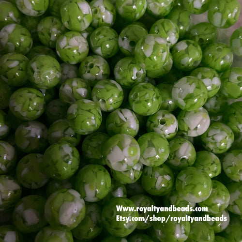 Green and white beads.