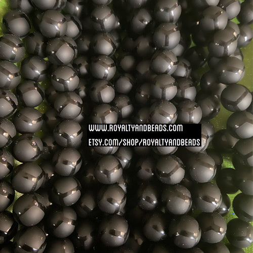 Black agate beads 8mm